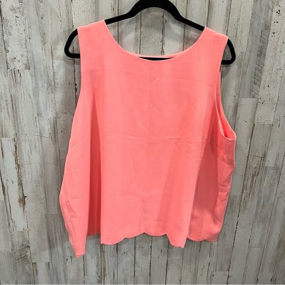 New! JCrew Factory Scalloped-hem top with overlapped back Peach Pink XXL L6780 - Picture 1 of 5